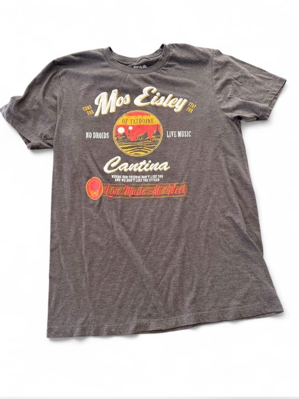 Star Wars Mos Eisley Cantina Tee - Charcoal with Red & Cream Graphics